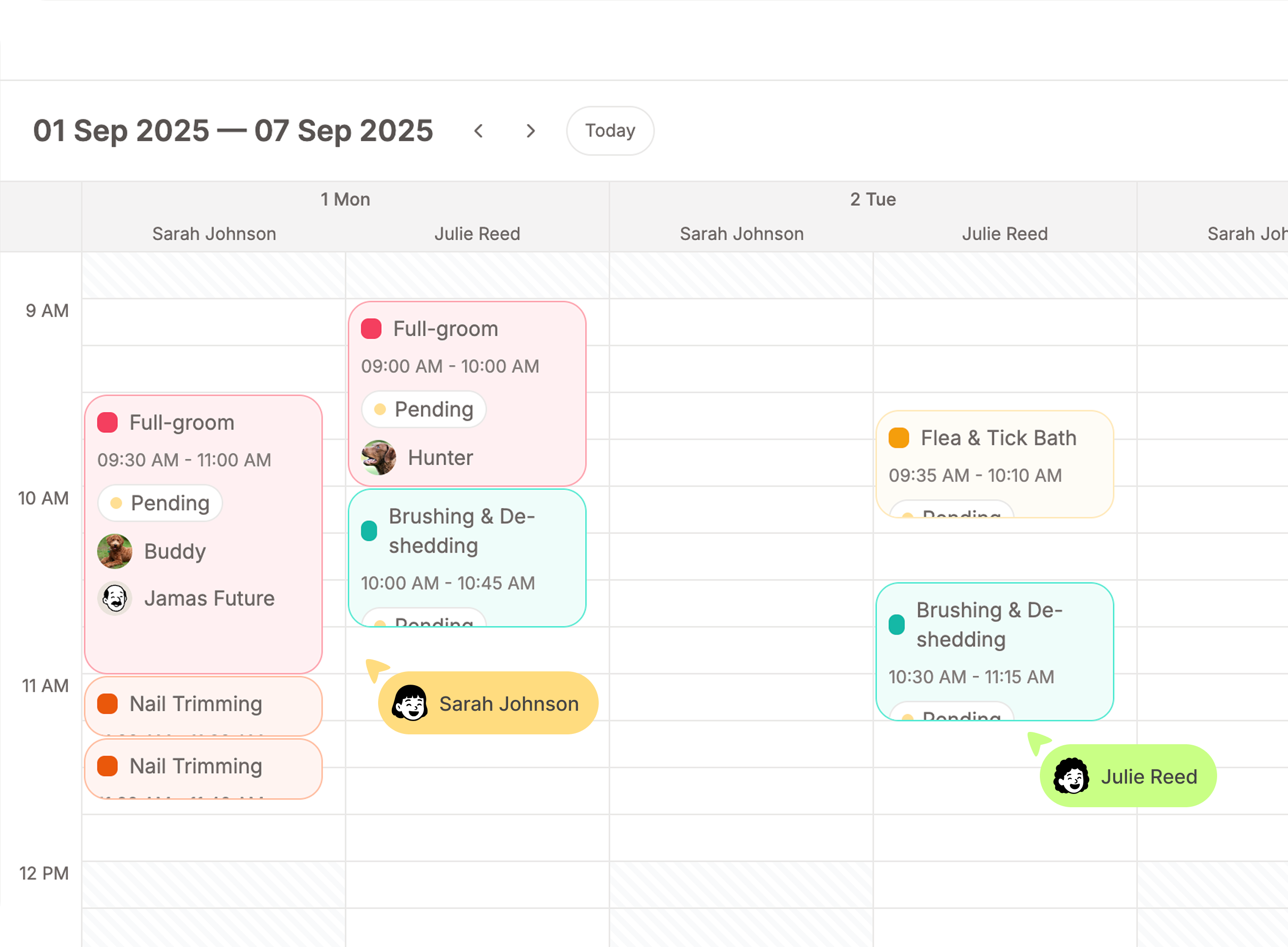 Dashboard preview showing calendar interface
